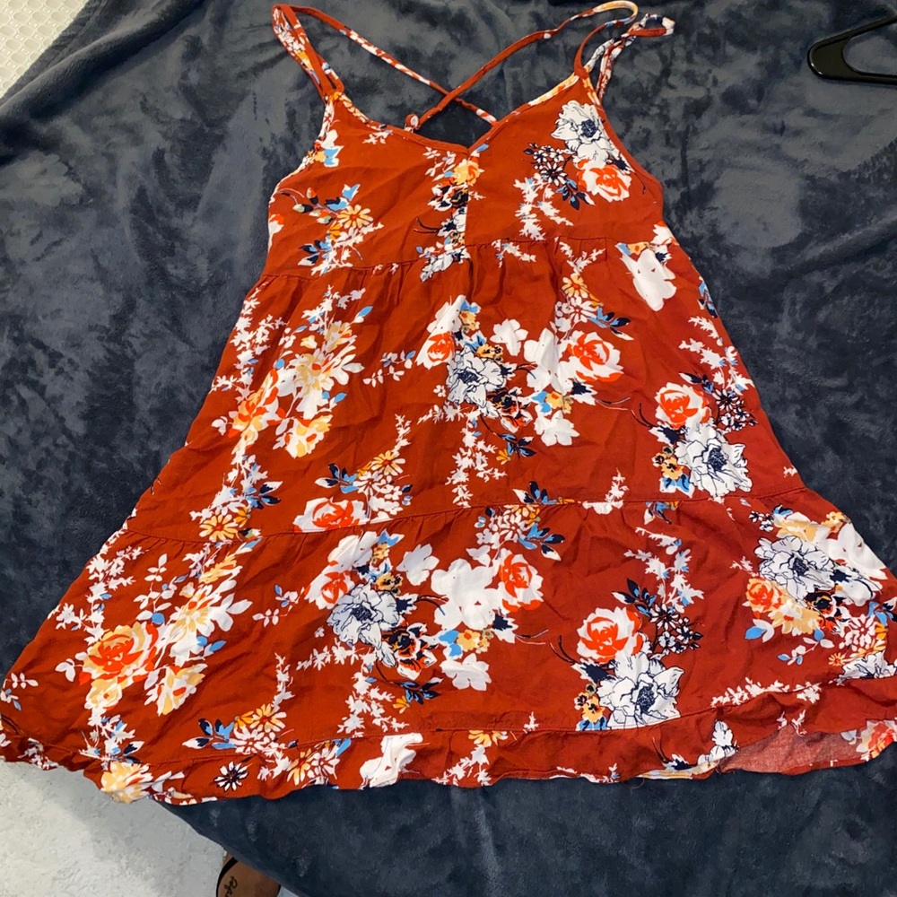 Red floral dress